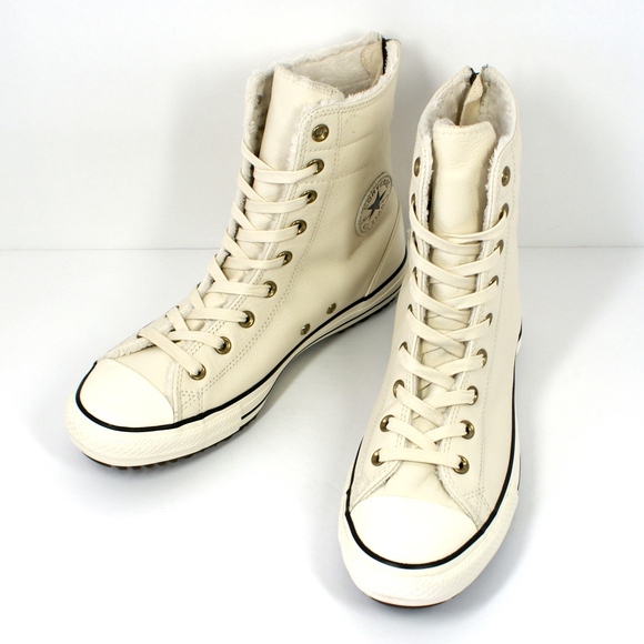 Converse Hi Rise Leather Boots Parchment NEW! - Picture 6 of 7
